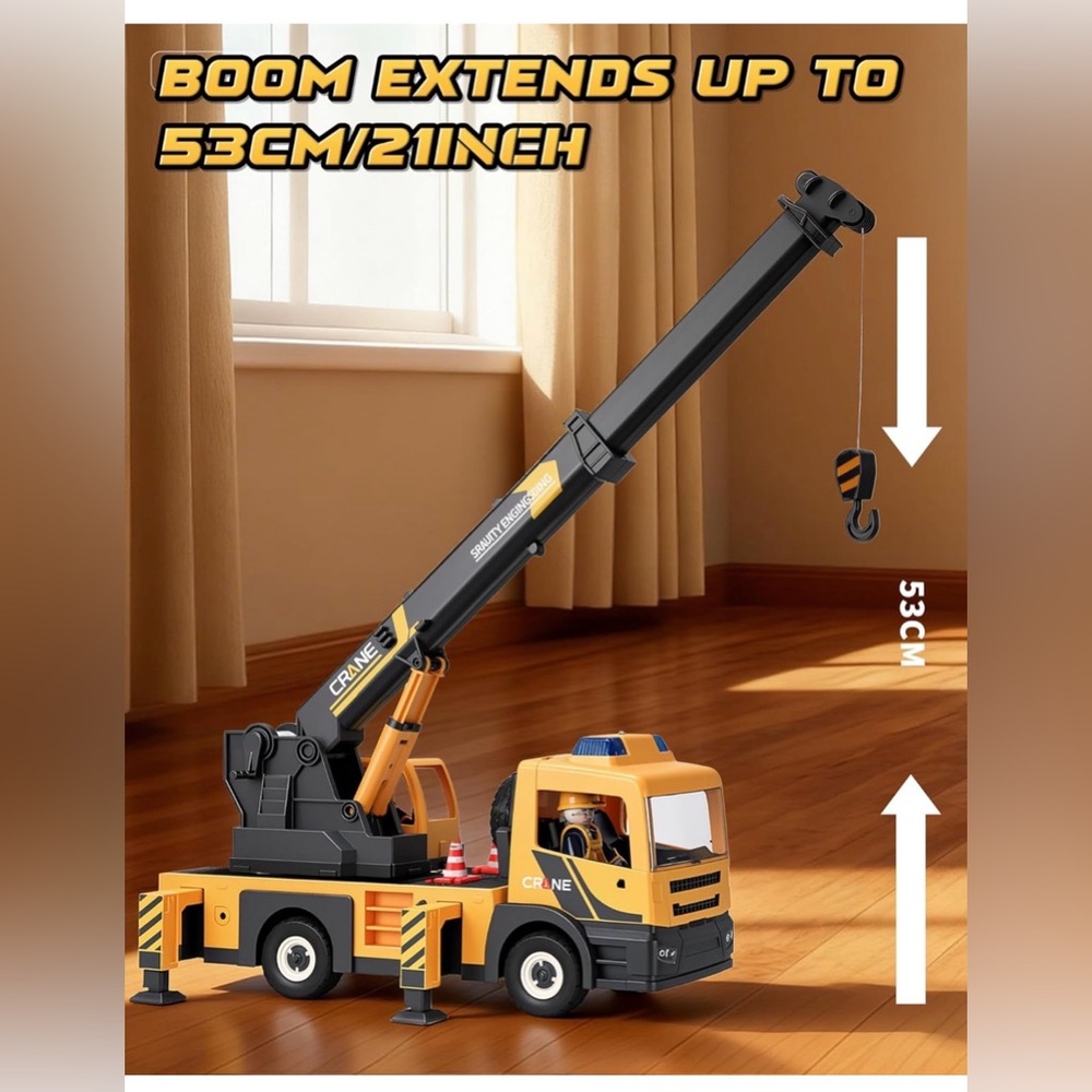 Coroiesty Engineering Vehicle Crane Truck with Lights & Sounds Brand New - Picture 5 of 12